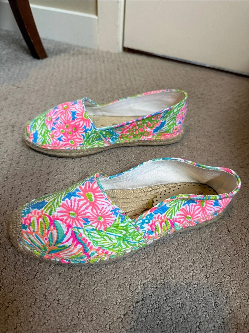 Lilly Pulitzer Green Pink Blue Floral Canvas Espadrilles